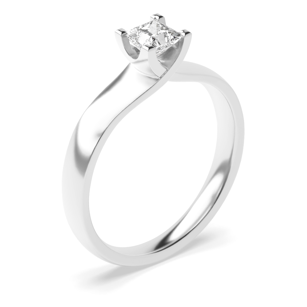 Beautiful Princess Cut Engagement Ring White Gold / Platinum - Abelini