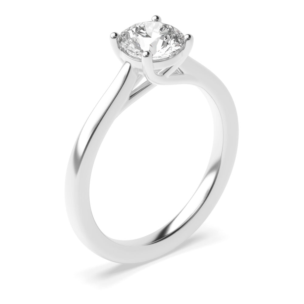 4 Prong Round Solitaire Rose or White Gold and Platinum Lab Grown Diamond Engagement Rings