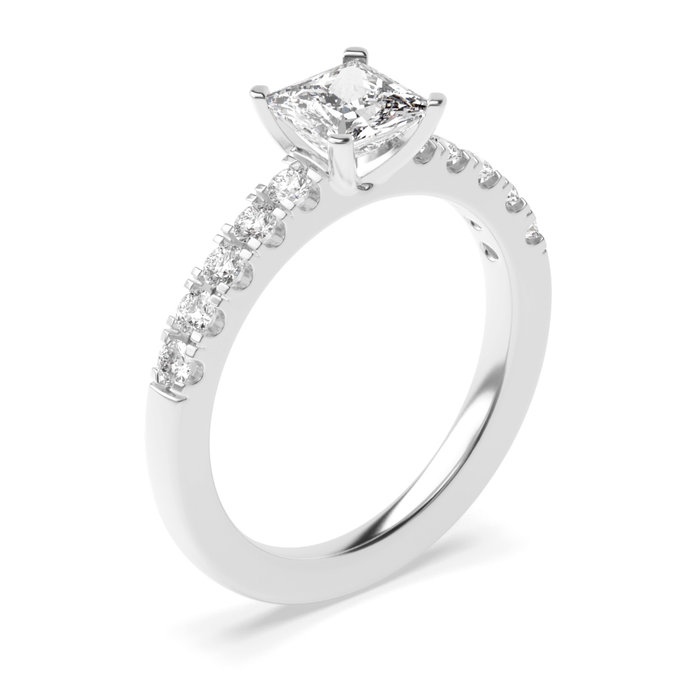 Princess Diamond 4 Claw Side Diamond Engagement Ring