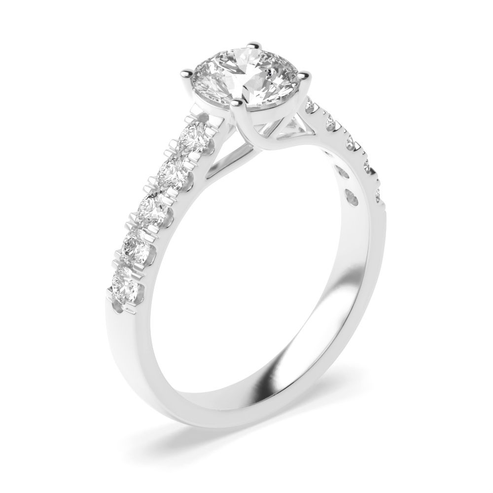 Claw Setting Round Lab Grown Diamond Engagement Rings in Yellow/White and Rose Gold