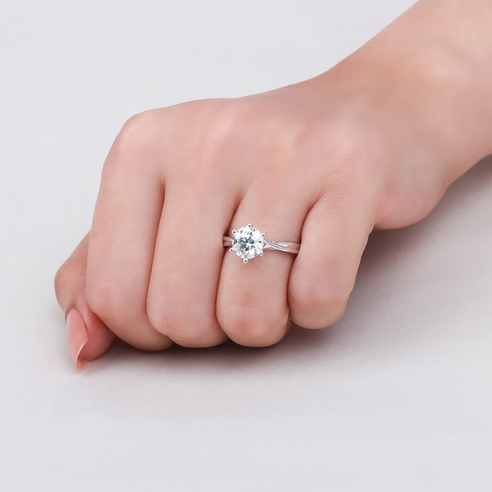 4 Prong Cross Over Shoulder Solitaire Engagement Ring
