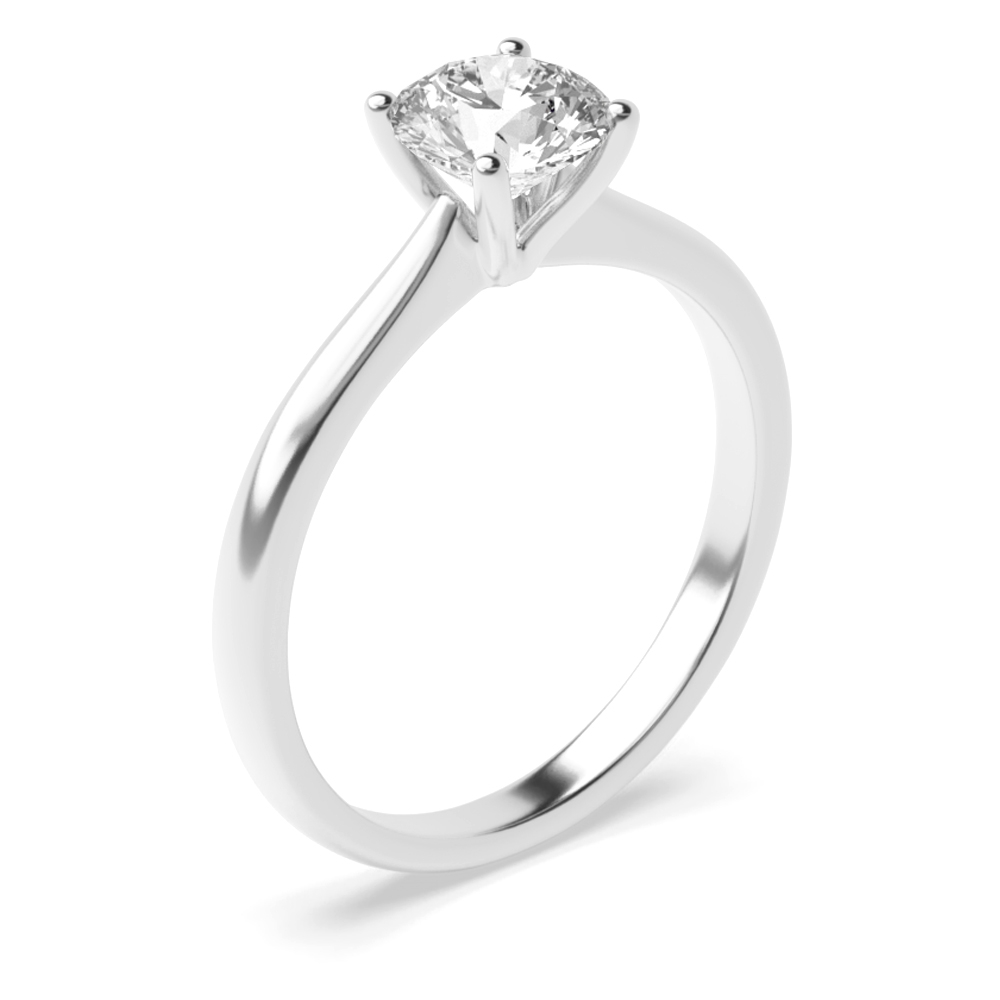 Round Solitaire Moissanite Engagement Rings Rose / White Gold & Platinum