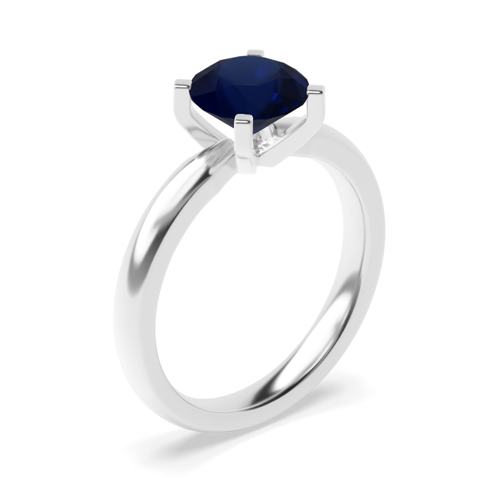 Sapphire Engagement Ring Platinum  Brilliant Cut Diamond 4 Prongs