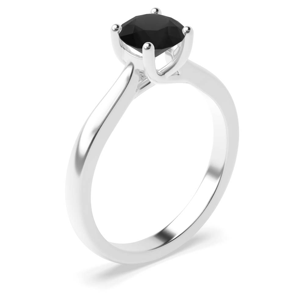 4 Claw Set Round Shape Black Diamond Ring For Men’s and Women’s
