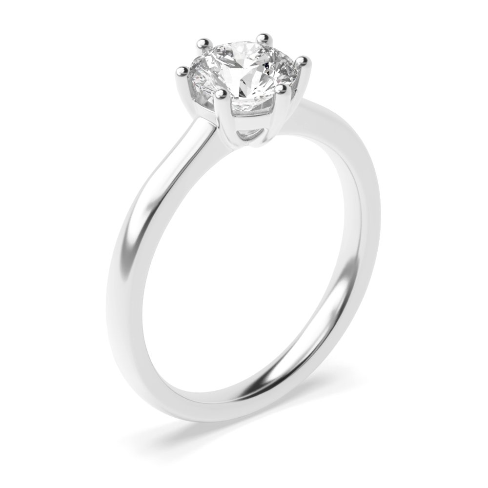White Gold Engagement Ring  With Round Shaped Solitaire Diamond
