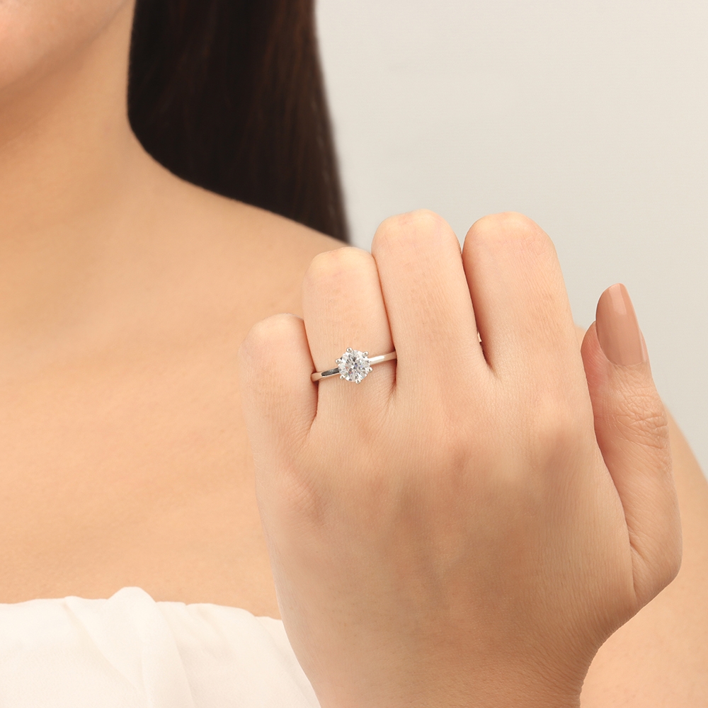1 carat  Round Low set basket Engagement Rings