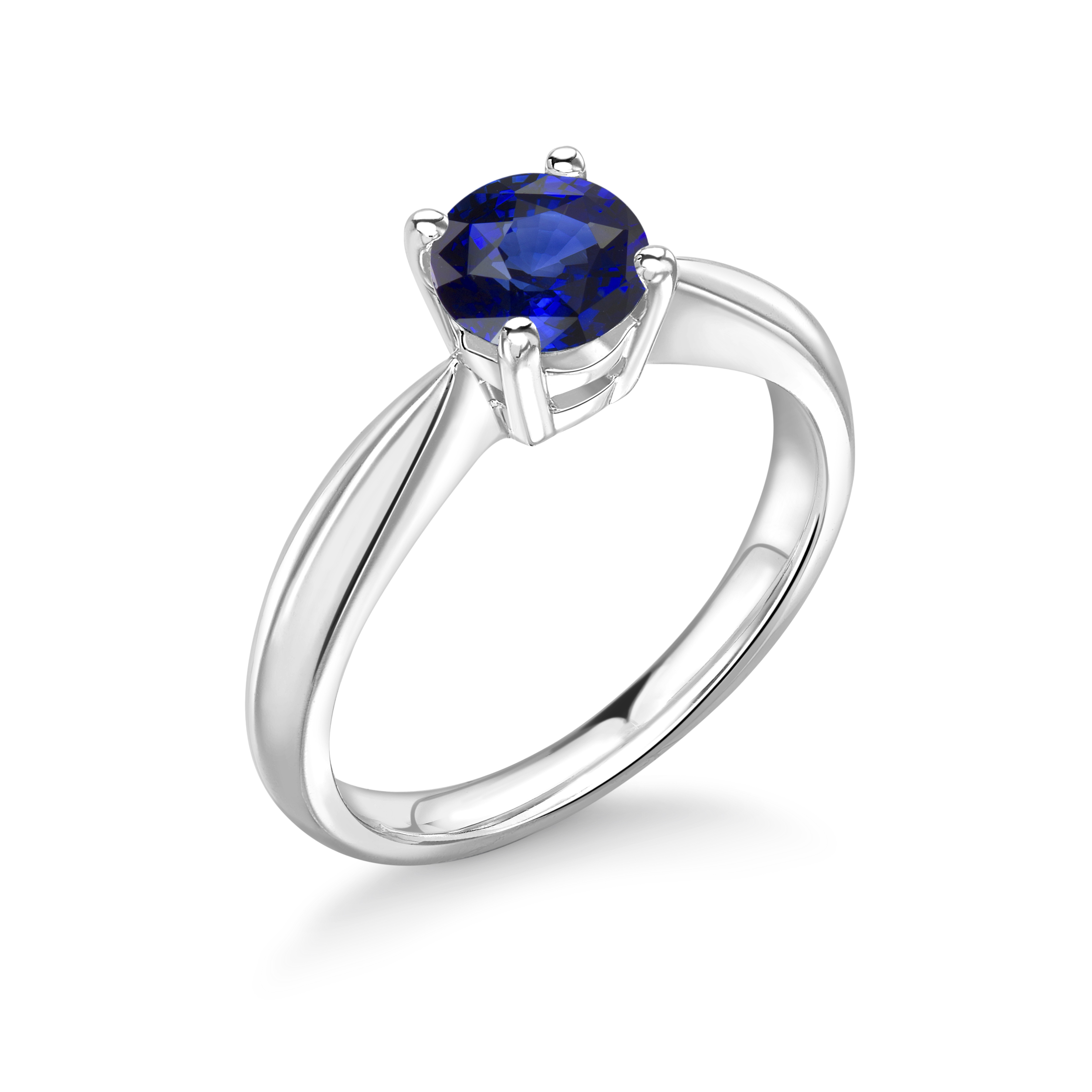 Elegant 4 Prong Set Round Solitaire Sapphire Engagement Rings 