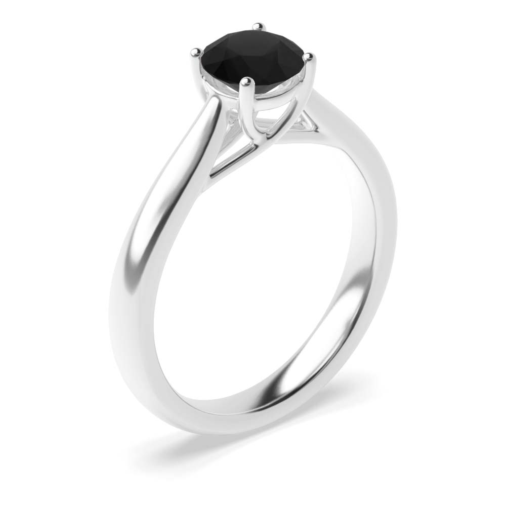 Black Diamond Ring  With Brilliant Cut Round Shape Solitaire
