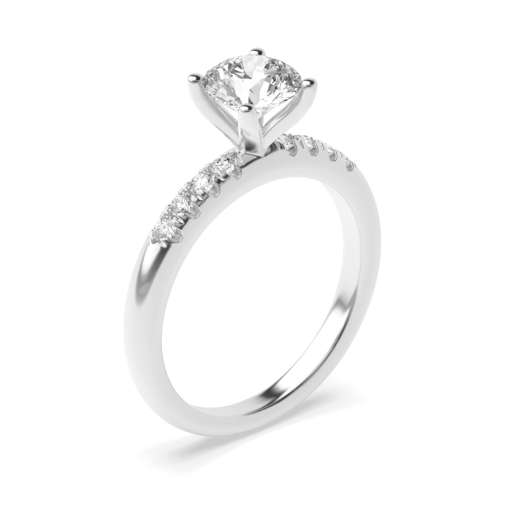 Side Stone On Shoulder Set Diamond Engagement Ring Platinum
