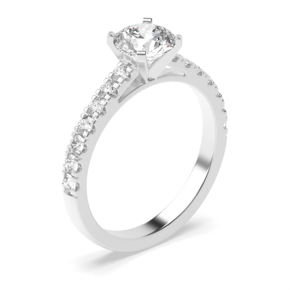 Side Stone Shoulder Set Moissanite Engagement Ring White Gold / Platinum