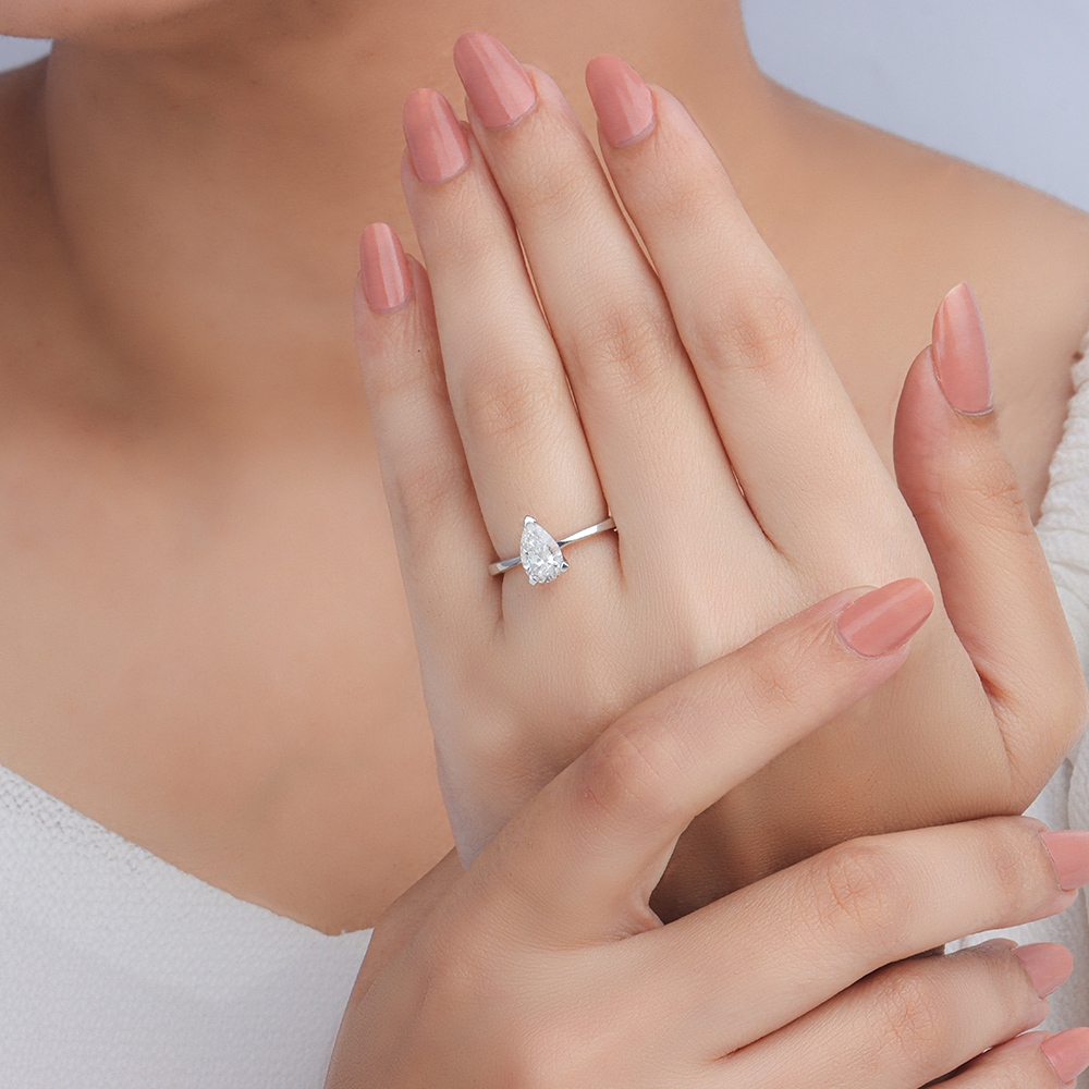 Prong Pear Open set round claws Engagement Rings