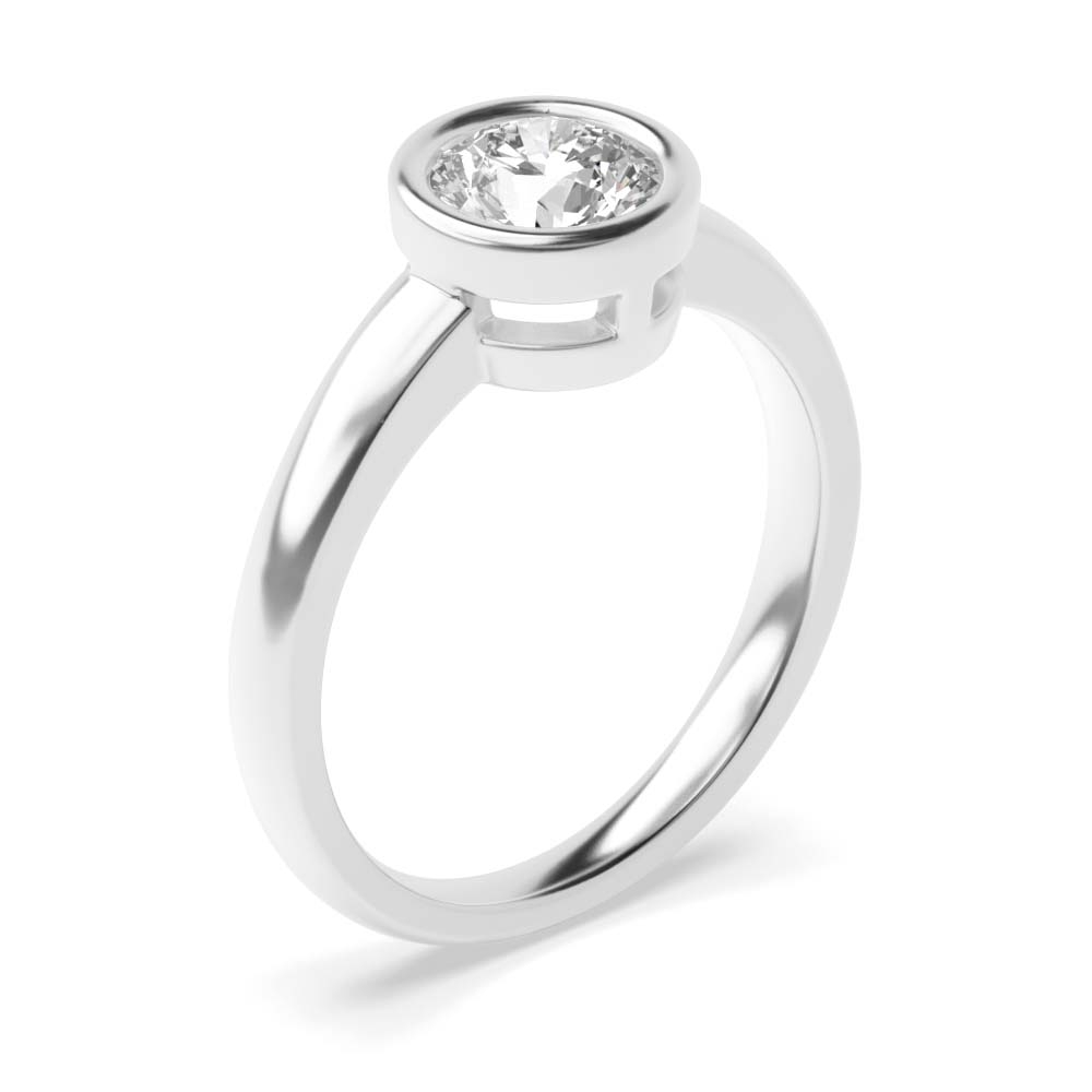 Bezel Set Lab Grown Diamond Engagement Ring  In Platinum & White Gold for Women