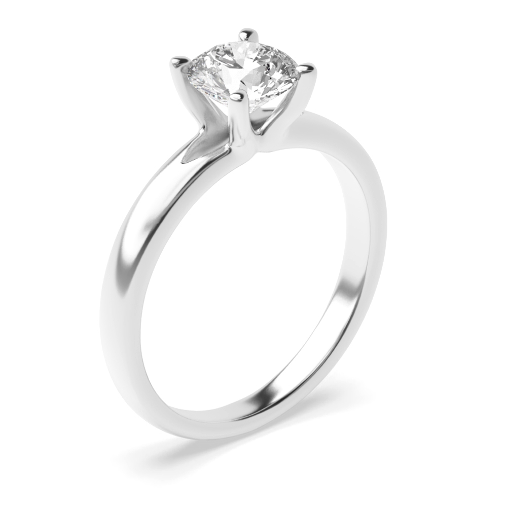 4 Claw Set Round Cut Diamond Solitaire Engagement Rings Platinum