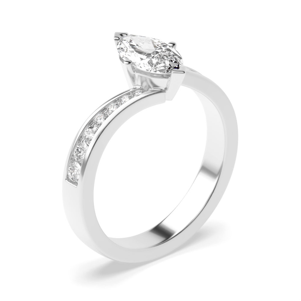 Marquise Diamond Ring Settings With Side Stones On Shoulder Set Diamond Engagement Ring