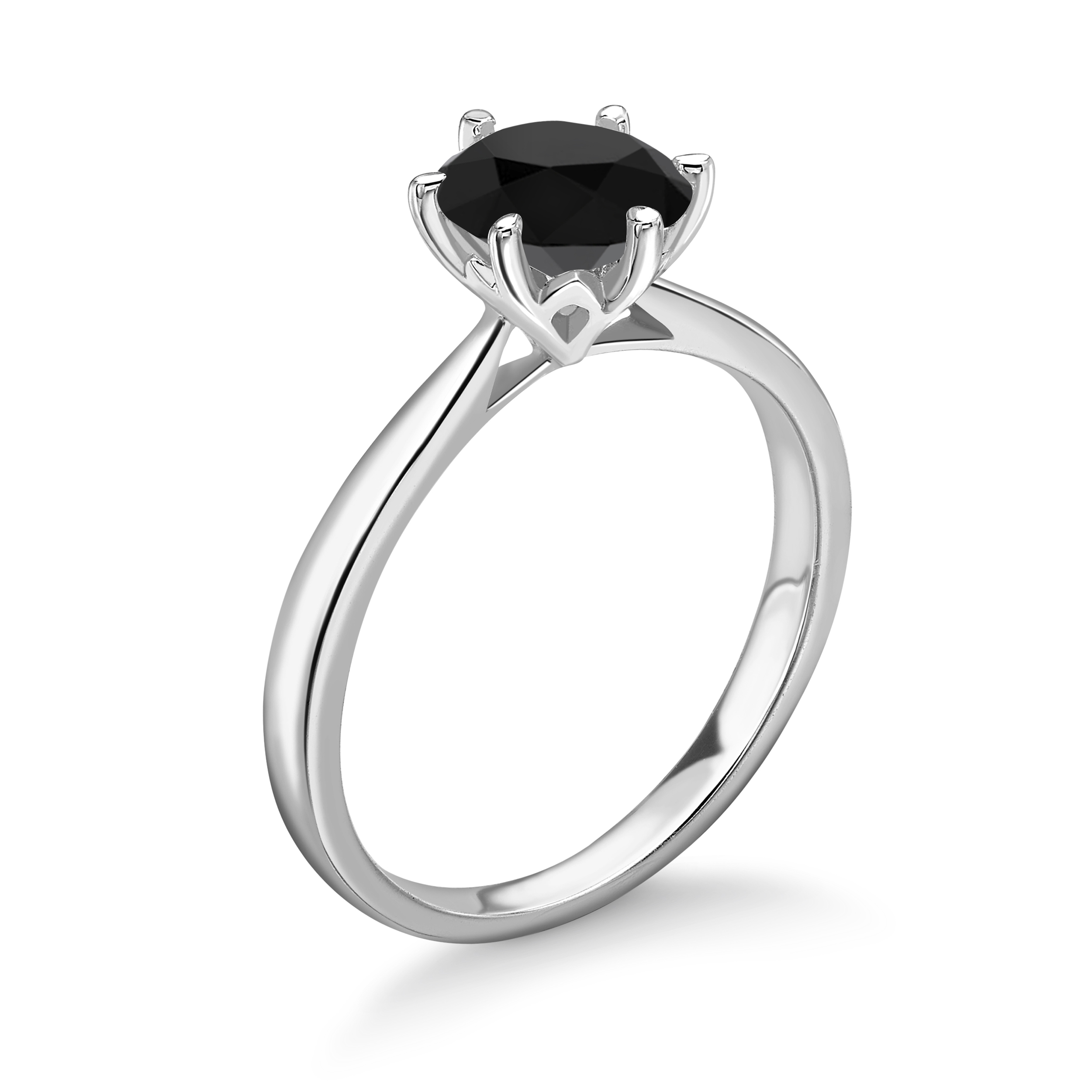 Round Shape White Black Diamond Ring