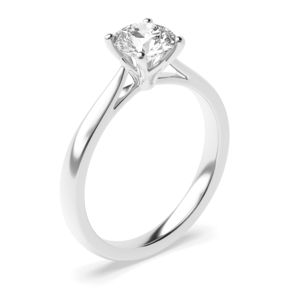 Split Shoulder Flower Petal Setting Style Solitaire Diamond Engagement Ring