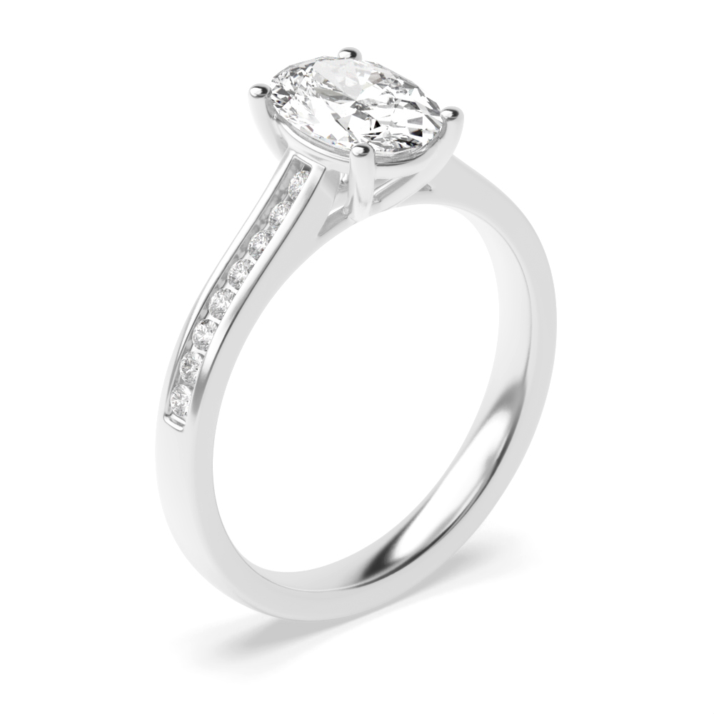 Oval Cut Side Stone On Shoulder Set Accented Diamond Engagement Ring Uk