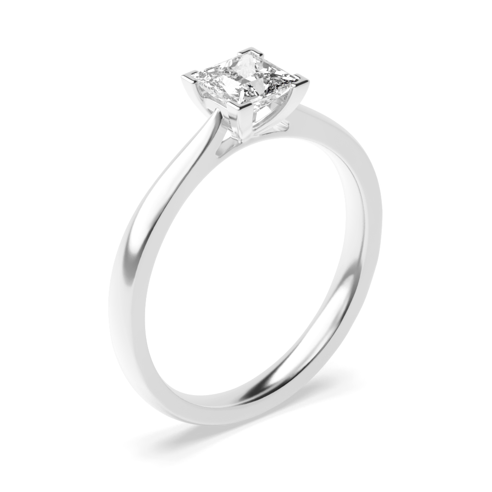 4 Prong Setting Princess Shape Solitaire Diamond Engagement Rings for Women