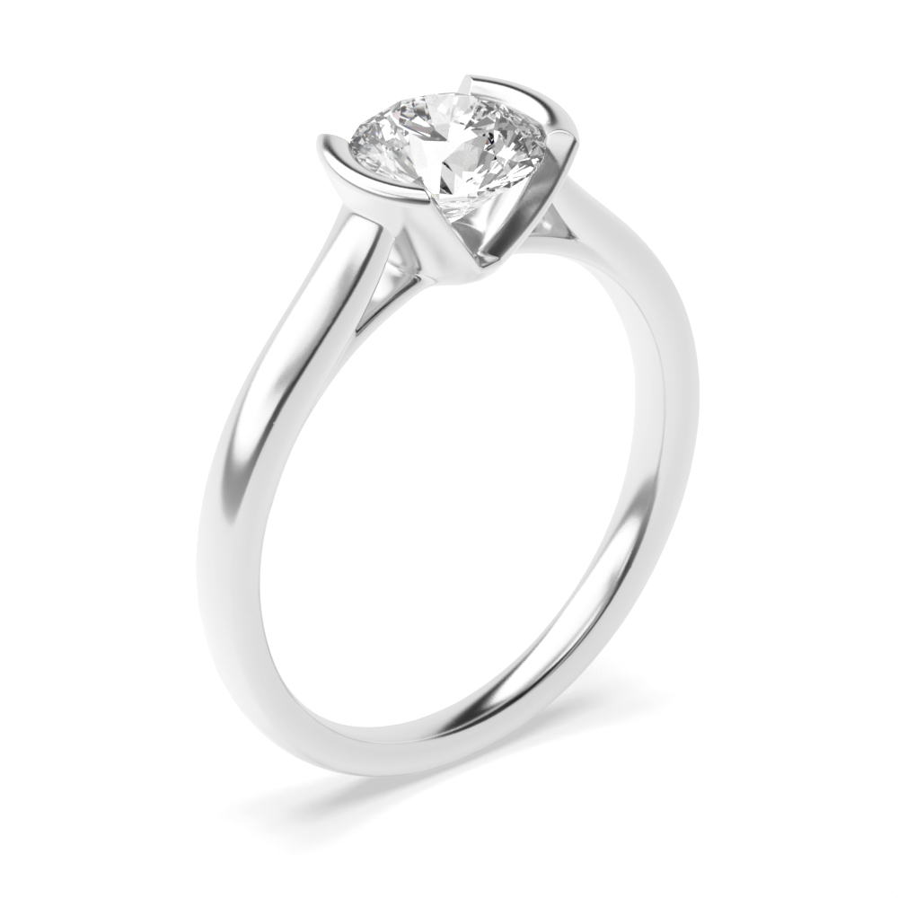 Tension Set Engagement Ring  Round Solitaire Diamond Ring Platinum