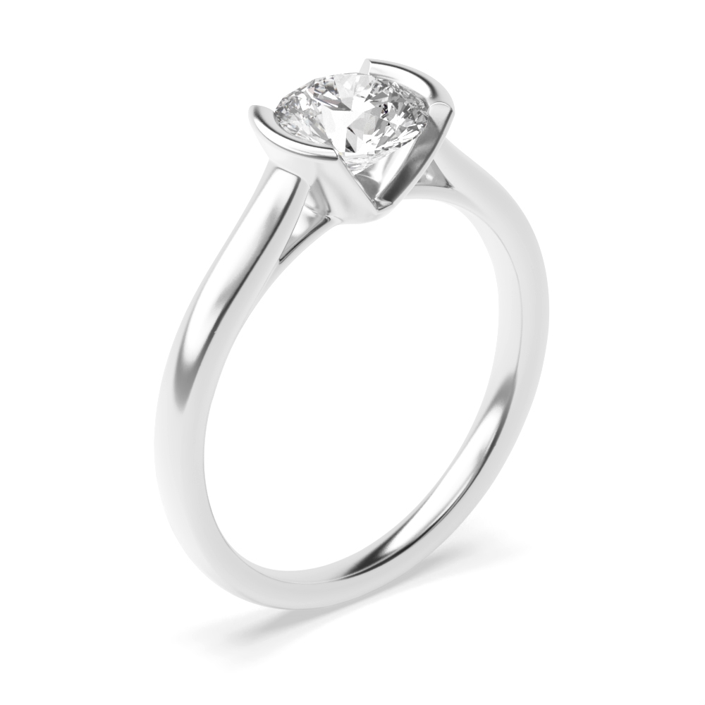 Tension Set Engagement Ring  Round Solitaire Moissanite Ring Platinum