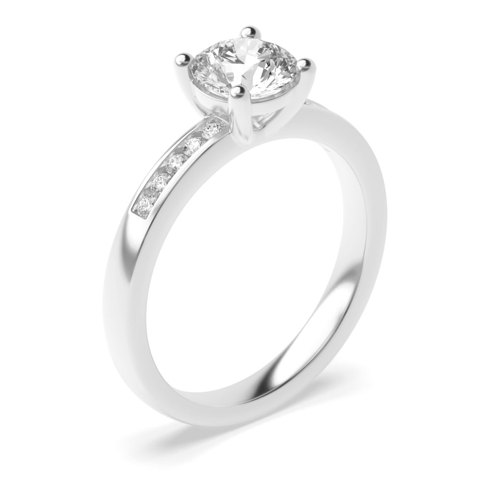 Classic Channel Setting Diamonds Side Stone Diamond Engagement Rings