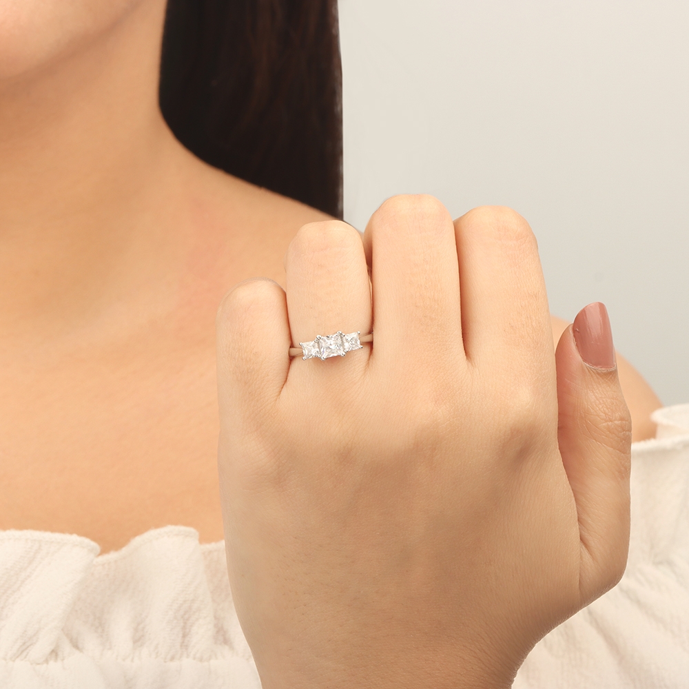 Princess Basket set Trilogy Engagement Rings