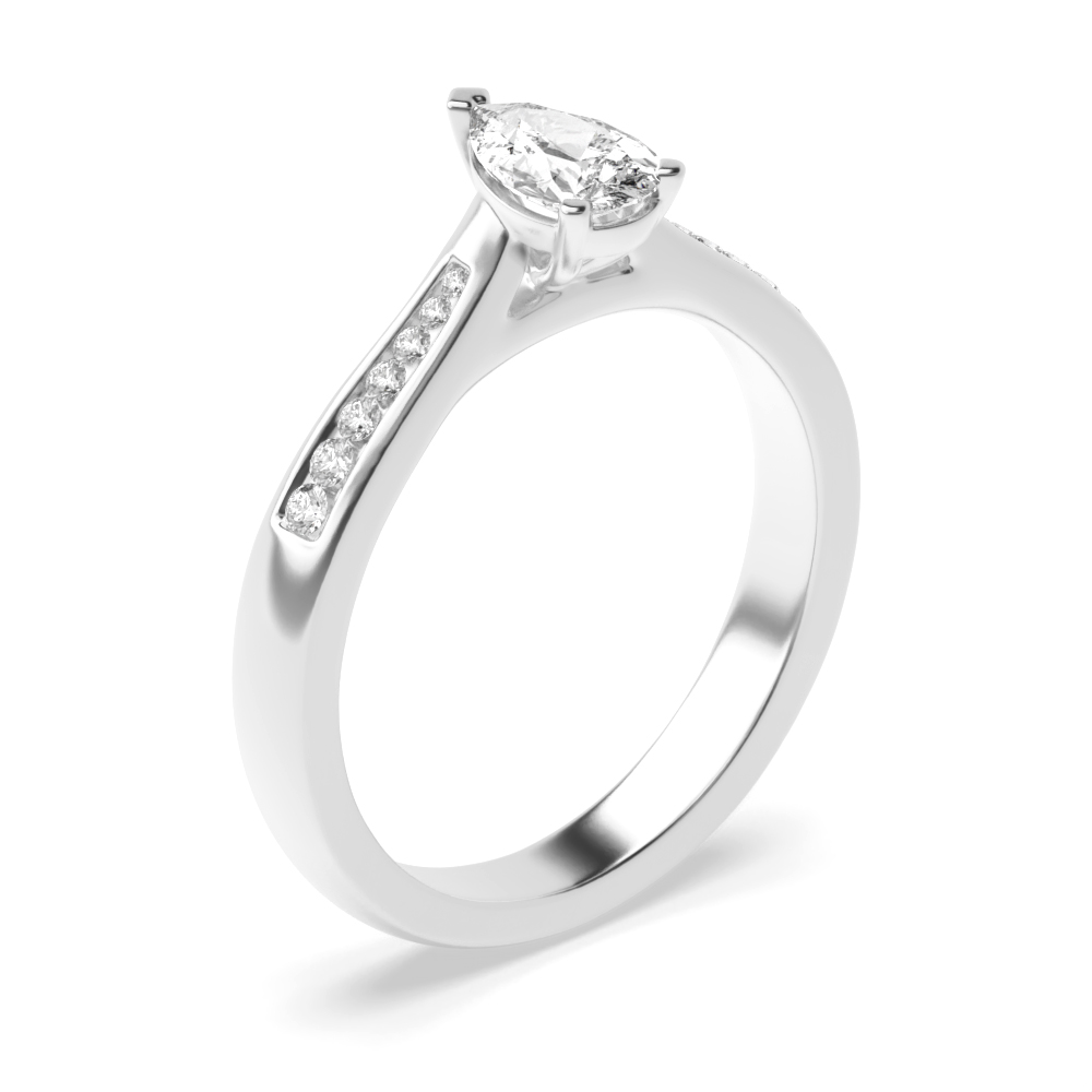 Pear Shape with Tapering Shoulder with Moissanite Set Engagement Rings