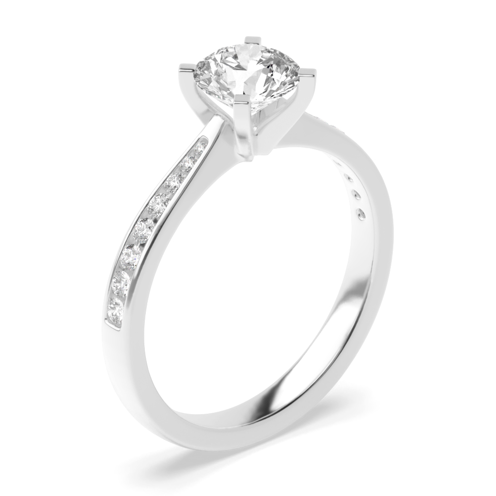 Delicate Tappering Down Pave Set Side Stone Diamond Engagement Rings
