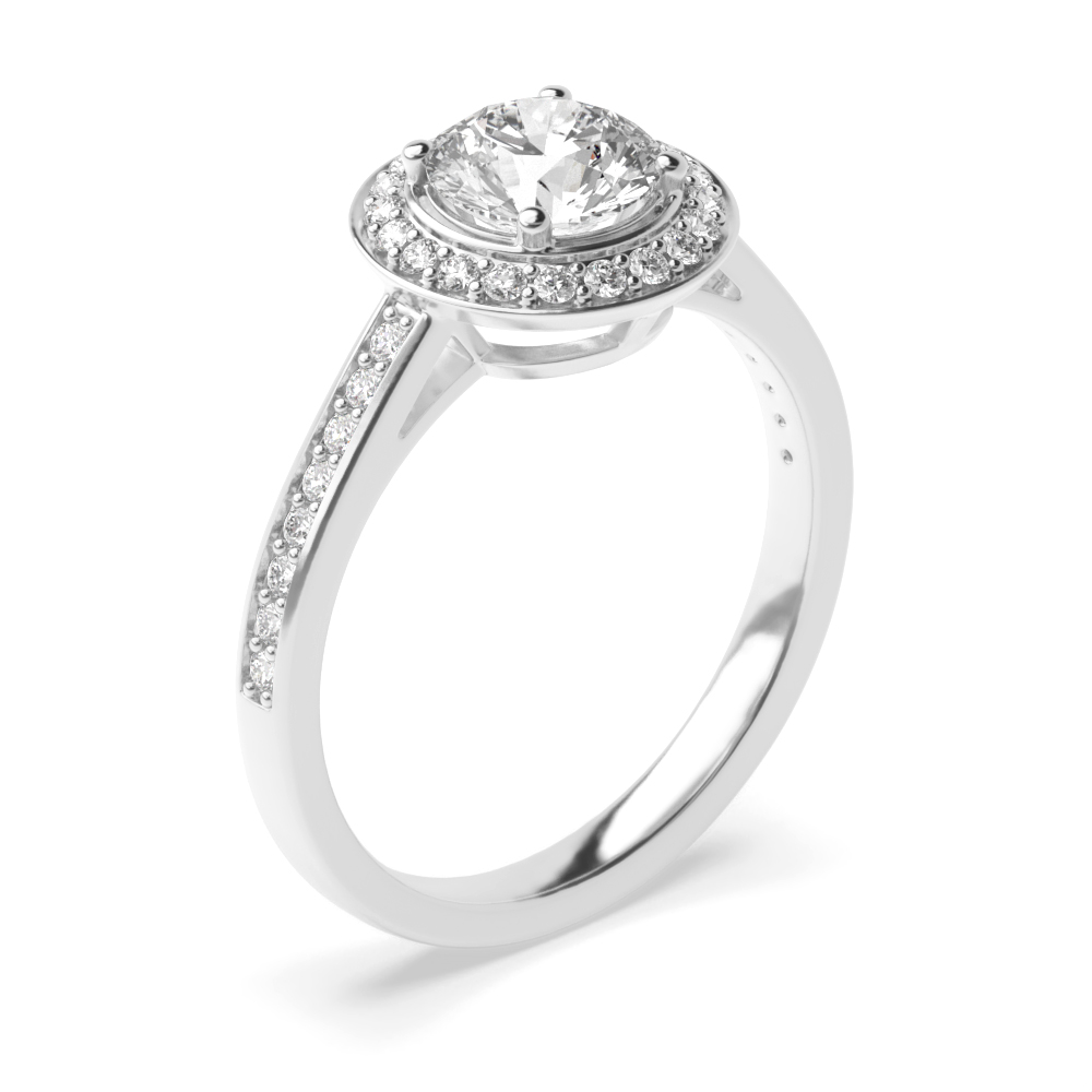 4 Prong Setting Round Shape Simple Halo Diamond Engagement Rings
