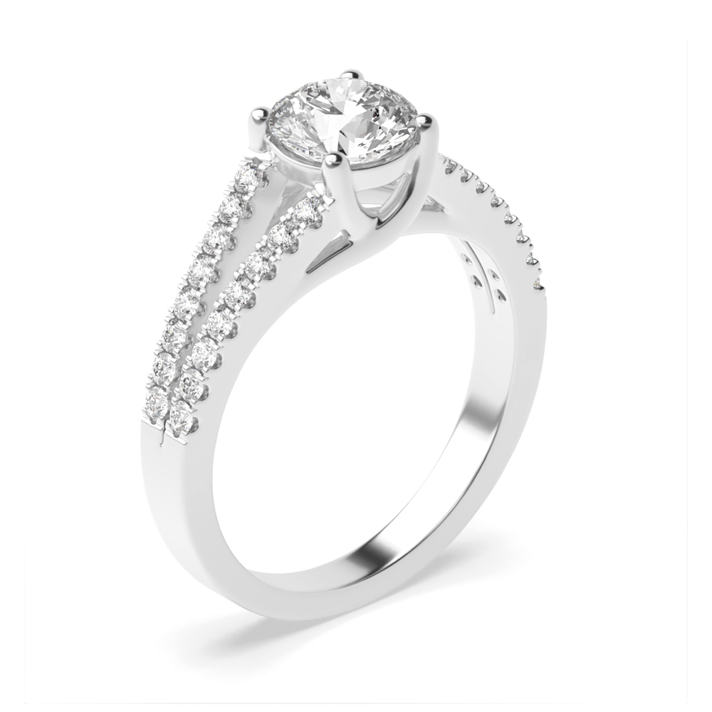 Two Row Shoulder Side Stone Diamond Engagement Rings