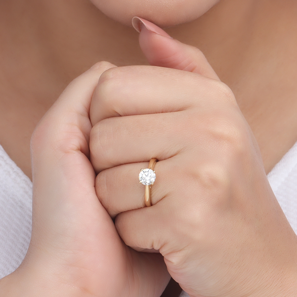 Round Yellow Gold Solitaire Engagement Ring