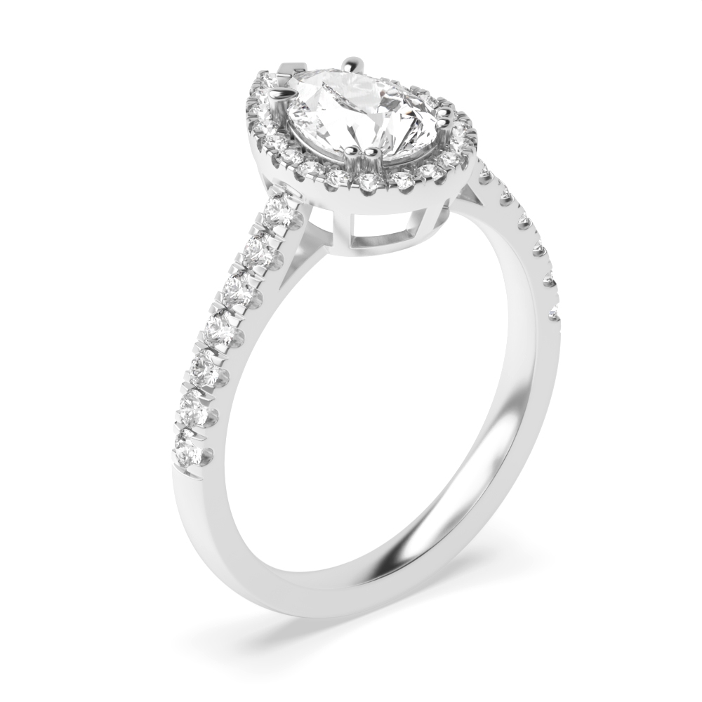 4 Prong Setting Pear Shape Vintage Halo Diamond Engagement Rings