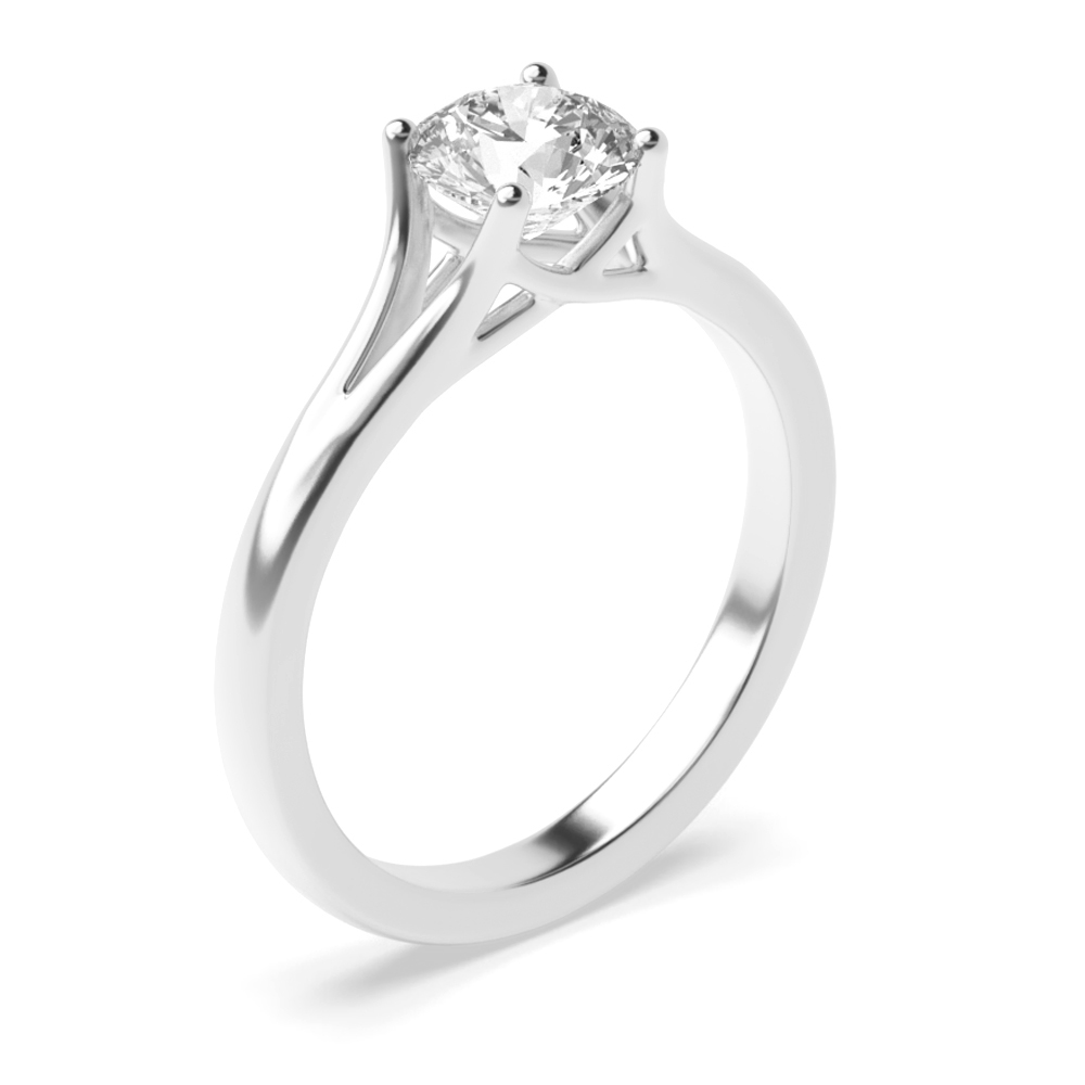 Modern Split Band on Shoulder solitaire Moissanite Engagement Rings