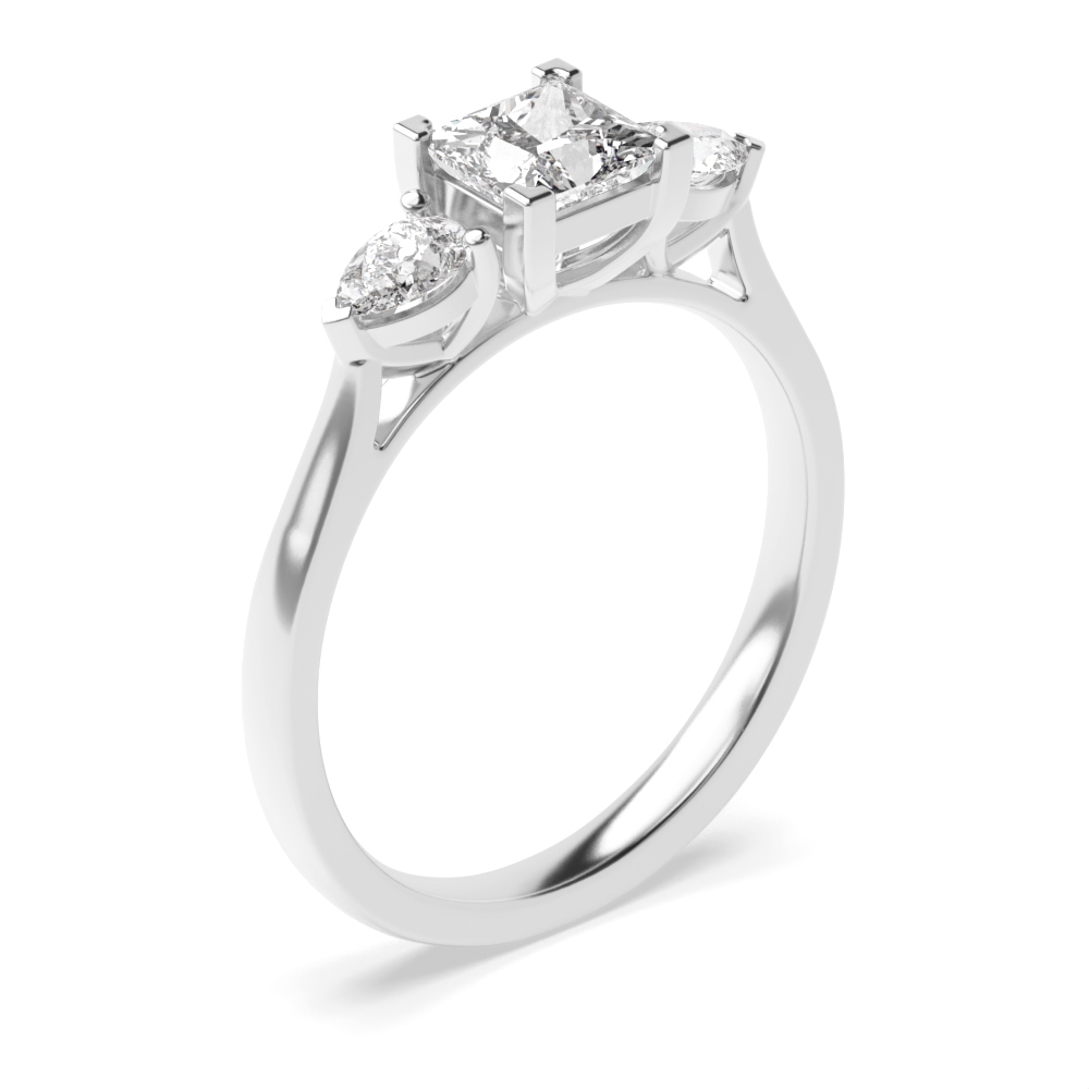 Princess & Pear Diamond Trilogy Engagement Rings for Women