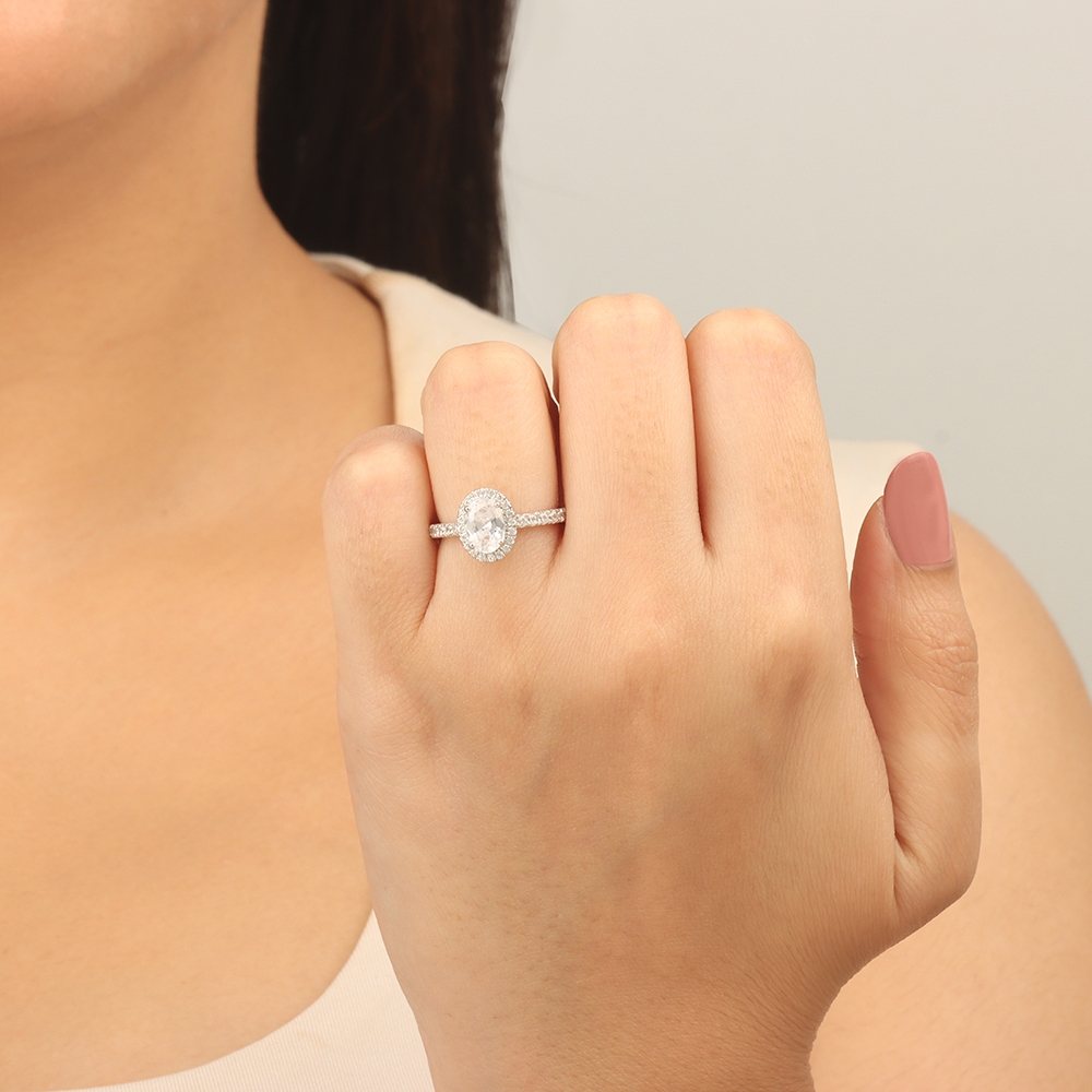 Oval Shoulder set Side Stone Engagement Rings