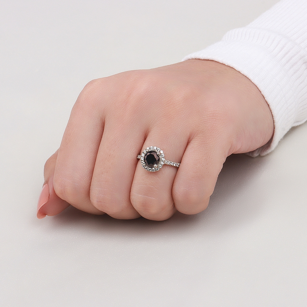 Prong set shank Black Diamond Engagement Rings