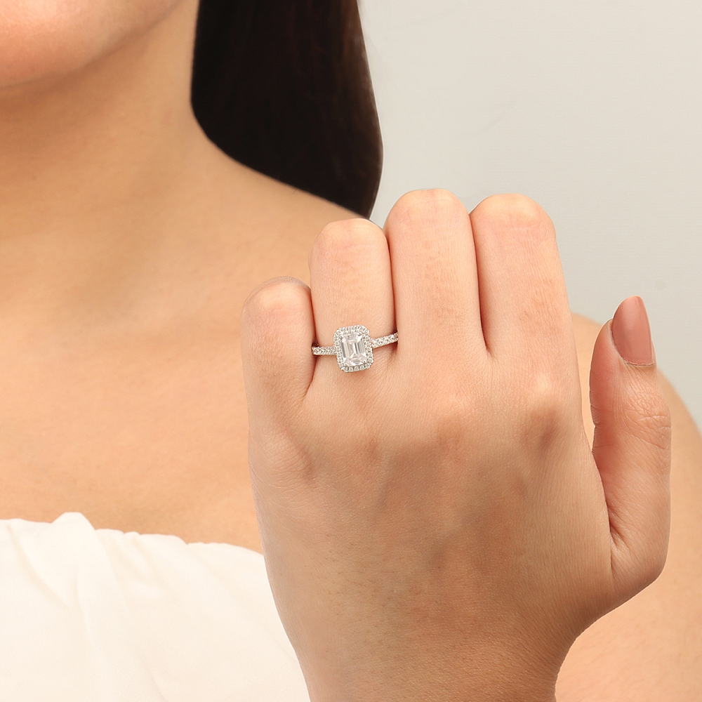Emerald Prong set shank Engagement Rings