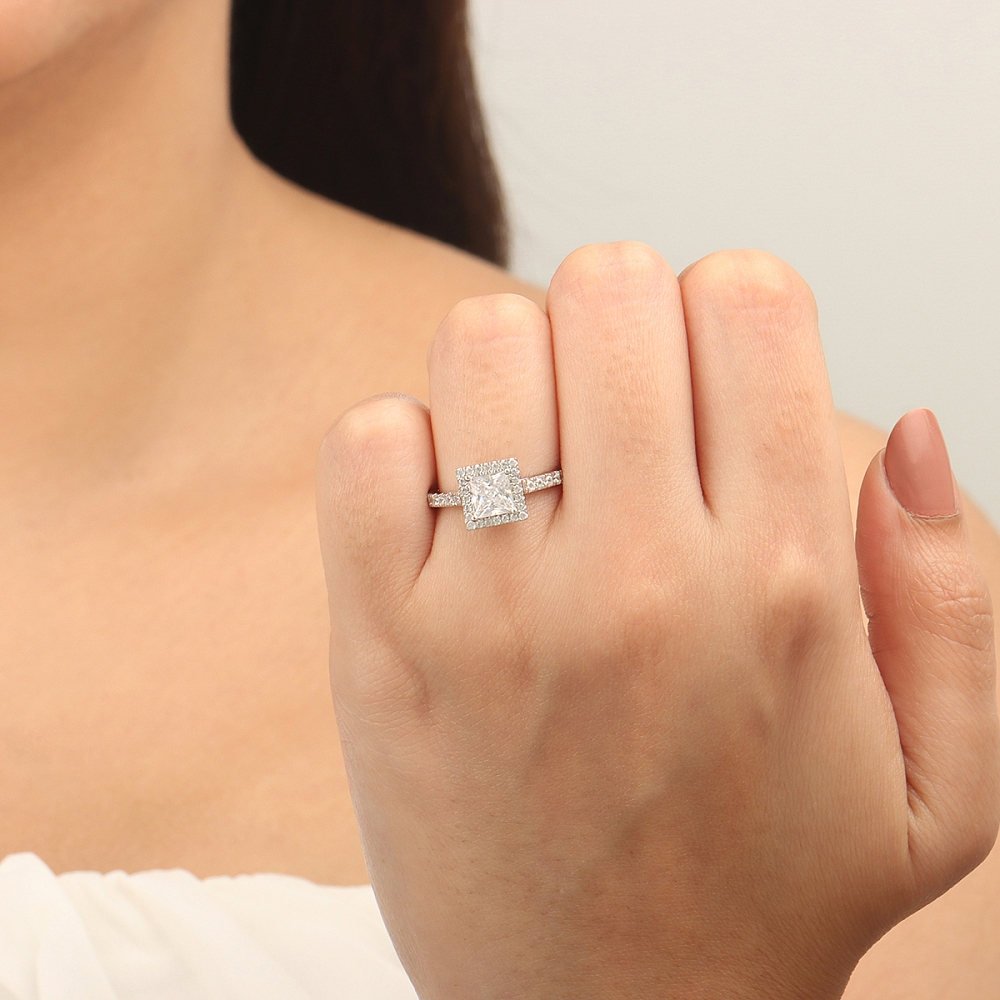 Princess Prong set shank Engagement Rings