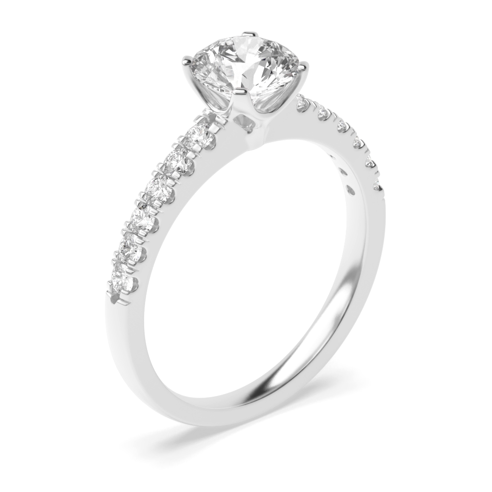 Modern Flower Style Setting Side Stone Diamond Engagement Ring