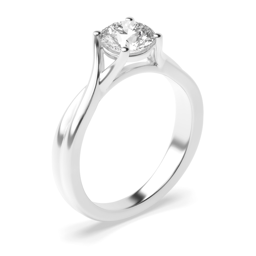 Contemprary Split Shoulder Cross Over Solitaire Diamond Engagement Rings