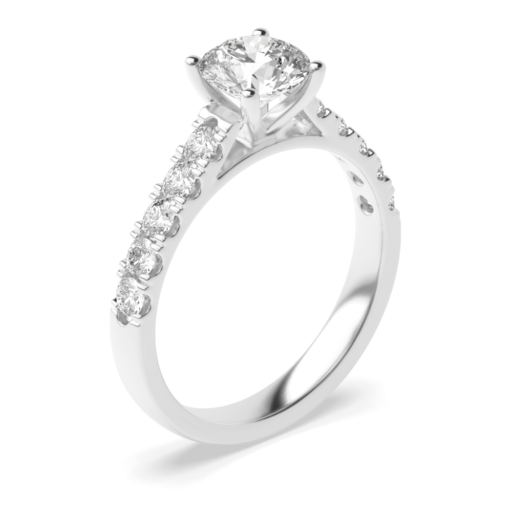 Cross Over Open Setting Side Stone Diamond Engagement Rings