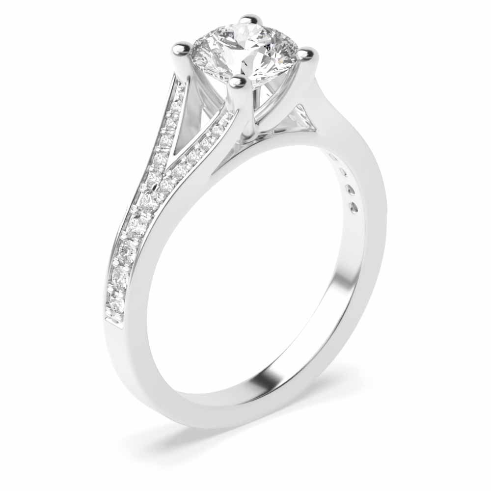 Modern Fishtail Shoulder Side Stone Moissanite Engagement Rings