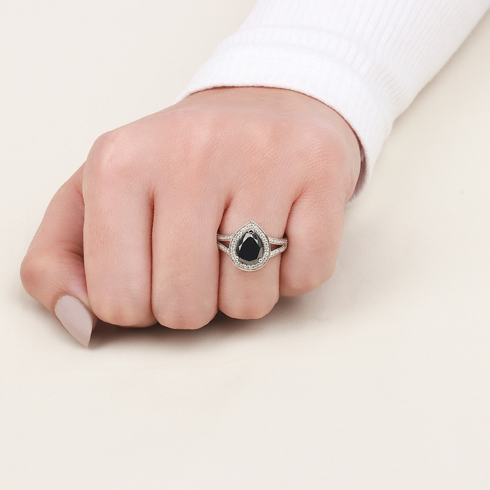 Split shank Black Diamond Engagement Rings