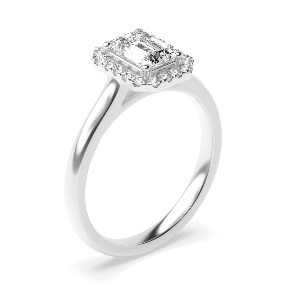 Prong Setting Radiant Shape Plain Shoulder Halo Diamond Engagement Rings