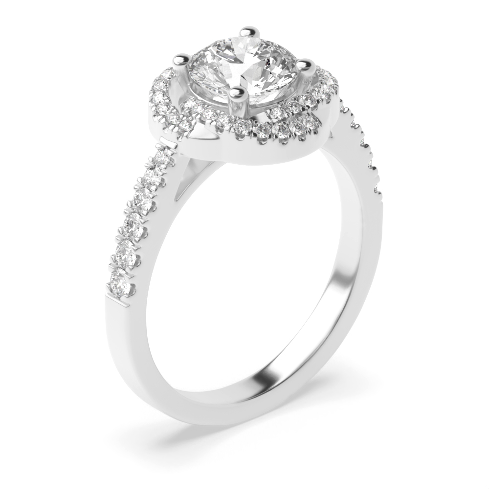 Bezel Setting Round Shape Modern inter locking Halo Diamond Engagement Rings