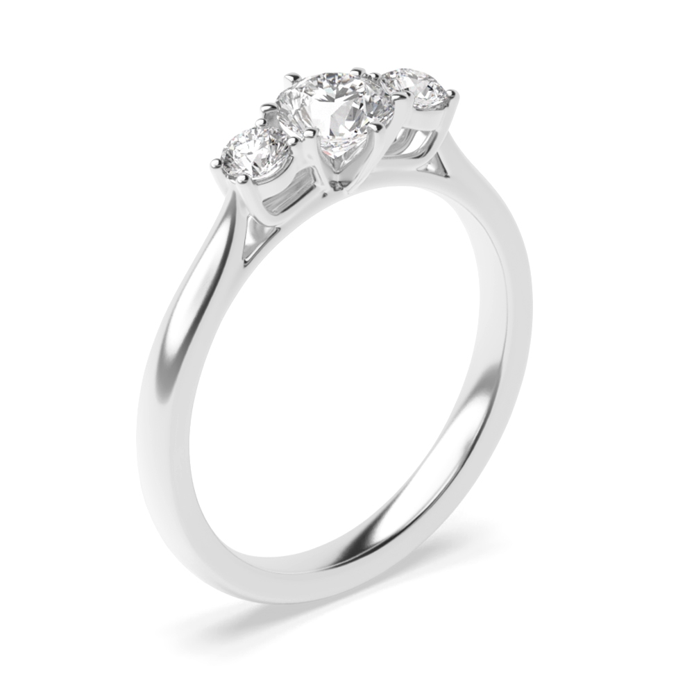 Unique Round Cut Diamond Trilogy Engagement Rings for Women