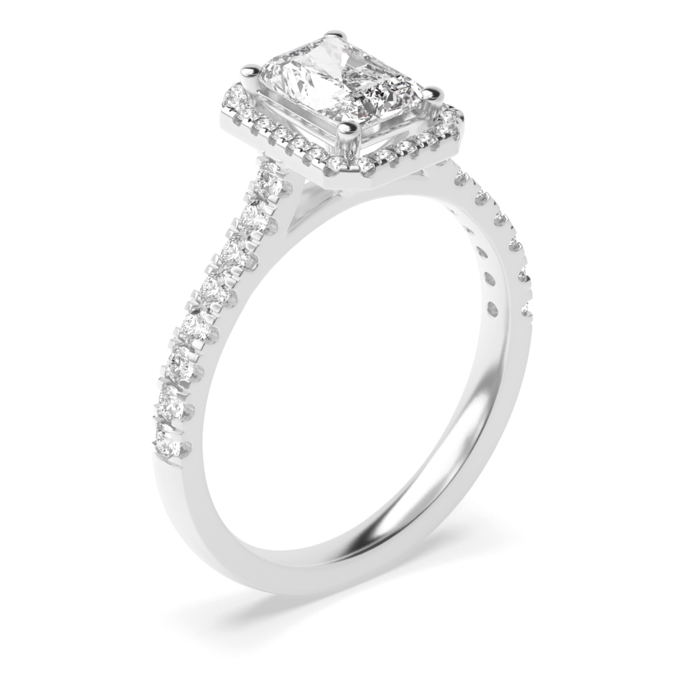 Prong Setting Radiant Shape Minimal Halo Diamond Engagement Rings