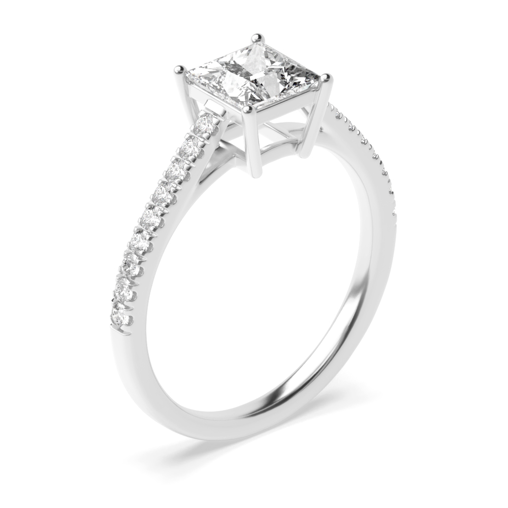 Elegant Open Setting Lab Grown Diamond Set Shoulder Engagement Ring