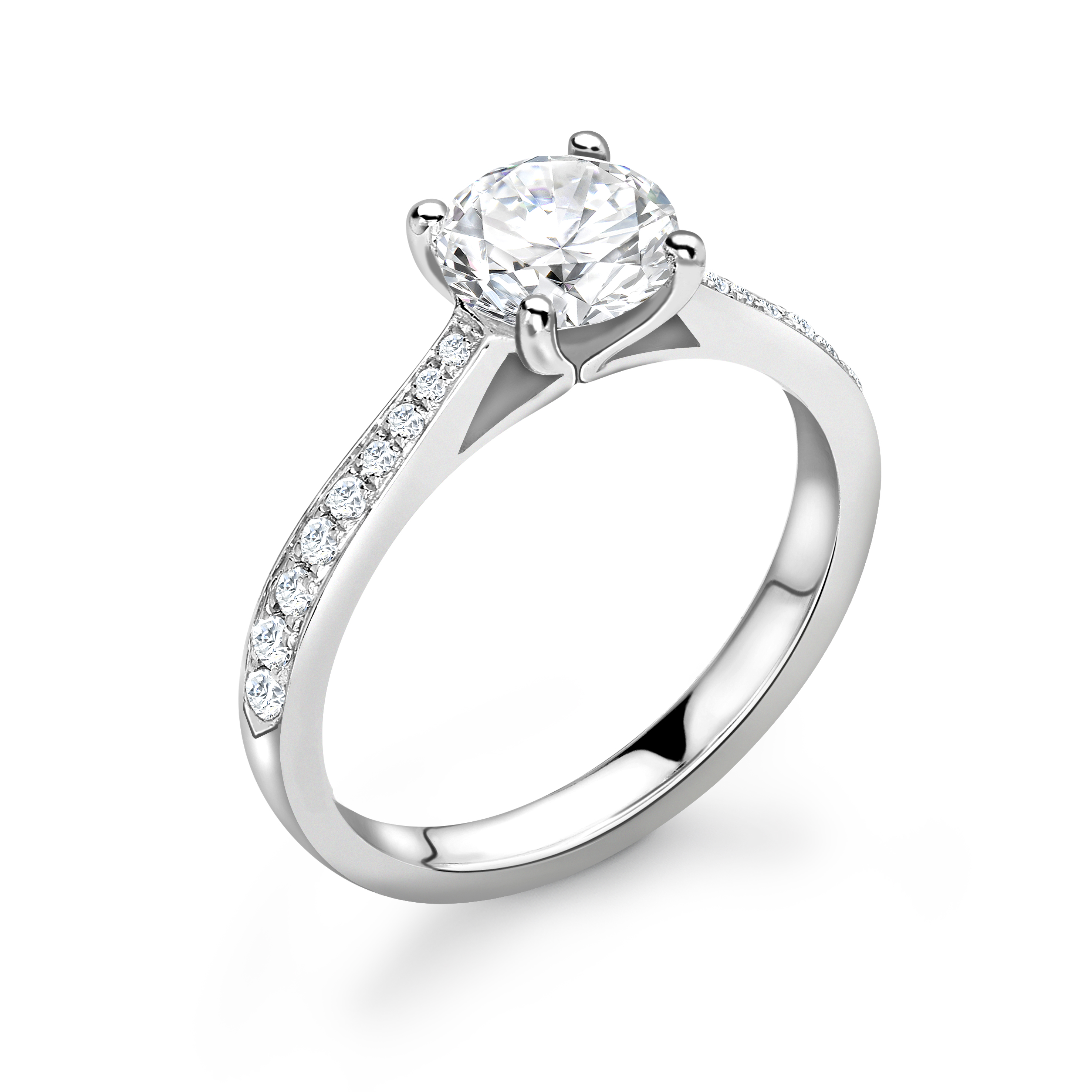 Delicate Pave Setting Shoulder Diamond Engagement Ring