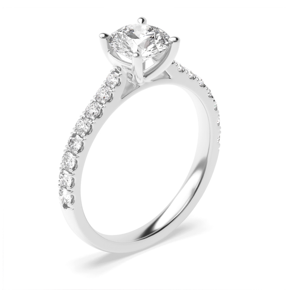 Delicate Tappering Down Shoulder Side Stone Diamond Engagement Rings